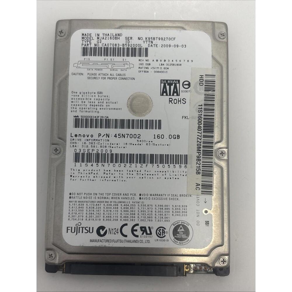 160gb Lenovo Ssd Drive 5400 Rpm